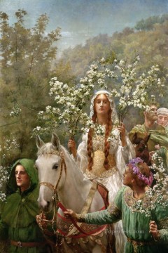  Collier Canvas - queen guinevre s maying 1900 1  John Collier Pre Raphaelite Orientalist